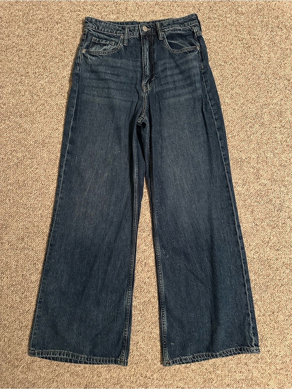 H&M Wide-Leg Jeans in Dark Blue Denim